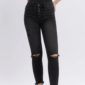 VERVET BY FLYING MONKEY Black Ripped Skinny Jeans